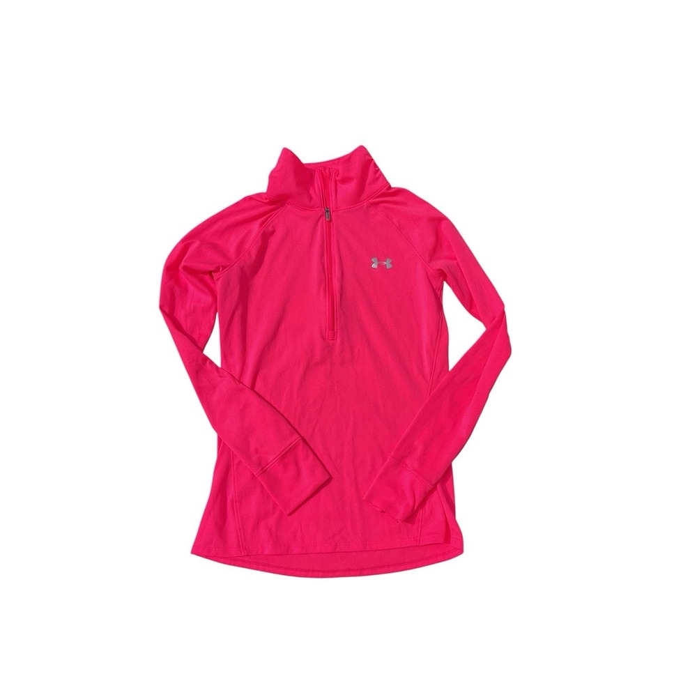 Under Armour Womens XS 1/4 Zip All Season Semi Fitted Pullover Hot Pink Shirt